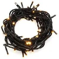 Konstsmide - Micro LED Lichterkette, mit Multifunktion, 120 bernsteinfarbene Dioden, 24V Außentrafo, schwarzes Kabel; 3615-800