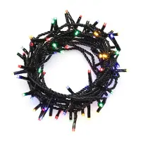 Konstsmide - Micro LED Lichterkette, mit 8 Funktionen, Steuergerät und Memoryfunktion, 80 bunte Dioden, 24V Außentrafo, schwarzes Kabel ; 3630-500