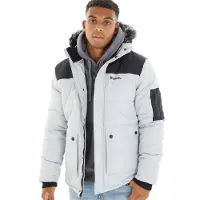 Bench Herren Tillor Pelzbesatz Kapuze Gesteppte Parka Frost Grau