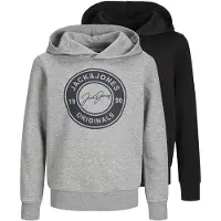 Jack & Jones Junge Thomas 2er-Pack Hoodies Hellgrau Melange/Schwarz