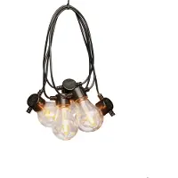 Konstsmide - LED Biergartenkette, klar, mit Dimmer, 10 klare Birnen / 20 bernsteinfarbene Dioden, 24 Außentrafo, schwarzes Kabel - 2391-800