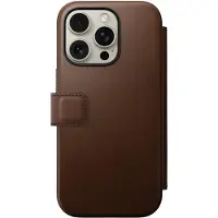 Nomad Apple iPhone 16 Pro Hülle - Echtes Leder - - Klapphülle - Braun