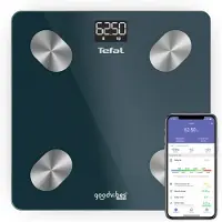 Tefal Goodvibes Life + BM9620S1, Elektronische Personenwaage, 180 kg, 100 g, Blau, kg, Quadratisch