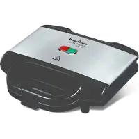 Moulinex Sandwichtoaster Ultracompact SM156, Schwarz, Edelstahl, Kunststoff, Edelstahl, Fertig, 230 x 130 mm, 700 W, Typ C