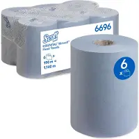 SCOTT Rollenpapiertücher Essential Slimroll 6696, 1-lagig, 6 Rollen á 190 m, insgesamt 1140 m, blau