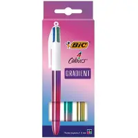 BIC Vierfarbkugelschreiber 4 Colours Gradient, Schreibfarben rot, grün, blau, schwarz, 3 Stück