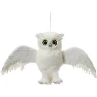 Décoris Eule Kunstfell l12b28h16 cm weiß Weihnachten (wit)