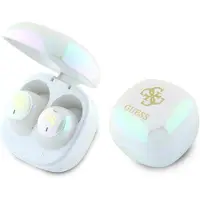 GUESS Bluetooth Kopfhörer Gutwsj144Esh Tws + Docking Station Weiss/Weiss Irisierend 4G Gedrucktes Logo