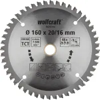 Wolfcraft Kreissägeblatt 160 x 20 mm 48 Zähne Chrom Vanadium