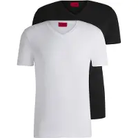 HUGO für Herren. 50325417 2er-Pack T-Shirts, schwarz, weiß, V-Ausschnitt (M), Lässig, Baumwolle, Kurzarm, Nachhaltig