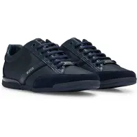 BOSS für Herren. 50498265 Saturn marineblaue Lederturnschuhe (45), Wohnung, Schnürsenkel, Lässig