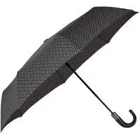 BOSS Dunkelgrauer Regenschirm mit Monogramm-Muster und Logo-Riemen