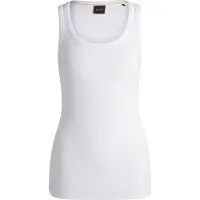 BOSS für Damen. 50504245 T-shirt Emmatite weiß (L), Lässig, Baumwolle, Ärmellos / Hosenträger
