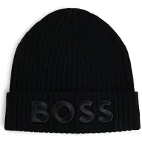 BOSS Strickmütze aus Schurwolle mit Logo-Stickerei Grösse ONESI