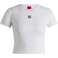 HUGO für Damen. 50512000 Delanor T-shirt weiß (XS), Lässig, Baumwolle, Kurzarm