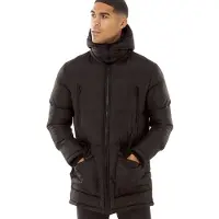 French Connection Parka Jacke mit Reißverschluss Schwarz Herren