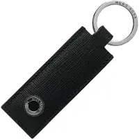 BOSS Schlüsselanhänger aus strukturiertem Leder mit metallenem Logo-Detail