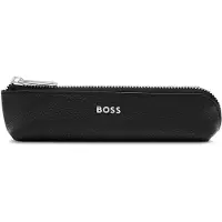 BOSS Stifte-Etui aus schwarzem genarbtem Leder mit Logo-Schriftzug Grösse ONESI