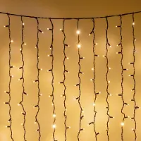 LumenXL Lichtvorhang erweiterbar schwarz | ab 2 Meter | 300 LEDs | 2200K extra warmweiß | Gummi