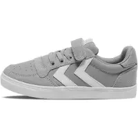 Hummel Slimmer Stadil Leather Low Jr Indoor Sneaker Schuhe grau/weiss 204495-1100, Schuhgröße:30 EU
