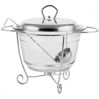 Topfann Speisewärmer Glasbräter Suppenwärmer Auflaufform Backform Bräter mit Glaseinsatz 3,9L Warmhaltebehälter Warmhalteplatte