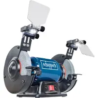 Scheppach Schleifgerät/Doppelschleifer SM150L | Schruppscheibe, Schlichtscheibe, Schleifstein | 400 W Leistung | Bohrung Durchmesser : 150/12,7 mm