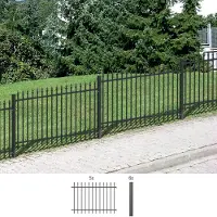 Alberts Zierzaun - Komplettset Chaussee, Höhe 100 cm, Länge 10 m, anthrazit, zum Einbetonieren
