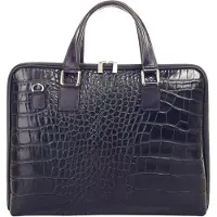 Samantha Look Aktentasche "Damen echt Leder, Made in Italy", Damen, Gr. B/H/T: 37cm x 31cm x 6cm onesize, blau, Leder, glänzend, Taschen Aktentasche, echt Leder, Made in Italy