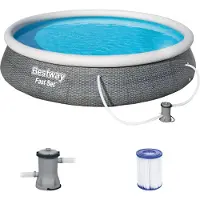Bestway Fast Set Rattan Pool Ø 396 x 84 cm (8,5 x 9,5 Zoll), inklusive Pumpe
