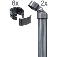 Alberts 602536 Zauneck-Set für Schweißgitter Fix-Clip Pro | zinkphosphatiert anthrazit-metallic | zum Einbetonieren | Zaunhöhe 122 cm