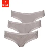 LASCANA Brasilslip 3er-Pack, aus elastischer Baumwolle mit weicher Spitze