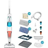 Rowenta Clean & Steam 3-in-1 Dampfreiniger RY8544, Weiß, Blau, 8 m, AC, 1700 W, Glatter Boden, Teppich, Harter Boden, Treppenstufen, 84 dB