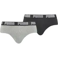 Puma Slip , Herren, Gr. XL, grau (grau, schwarz), Obermaterial: 95% Baumwolle, 5% Elasthan, unifarben mit Farbeinsatz, körpernah, Unterhosen Slip, mit breitem Logobund