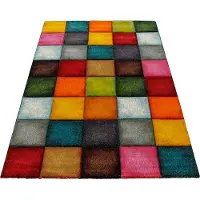 Merinos Teppich "Smaragd 753", rechteckig, 17 mm Höhe, Kurzflor, 3D-Design, mit Karo Muster, auch als Läufer erhältlich