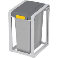 Hailo ProfiLine Öko XL - Mülltrennsystem Basiseinheit 38 L - Robustes Gestell und weit öffnender Deckel aus Kunststoff - beliebig erweiterbar - herausnehmbarer Inneneimer aus Kunststoff - grau