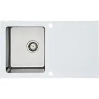 Respekta Küchenspüle Glas Einbauspüle Edelstahl Spüle 86 x 50 Weiß New York