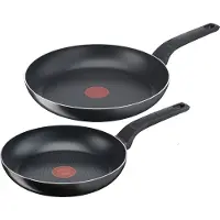 Tefal Easy Cook & Clean 2-teiliges Pfannenset B55590, Frittierset, Schwarz, Titan, Aluminium, Thermosignal, Keramik, Gas, Halogen, Versiegelte Platte