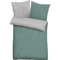 Biberna Melange-Flanell Bettwäsche "MELANGE UNI" FICHTE 135/200 + 80/80