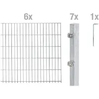 Alberts Doppelstabmatten Zaun, Höhe 140 cm, Länge 12 m, Zaun-Komplettset zum Einbetonieren, feuerverzinkt, Pfosten 60x40 mm