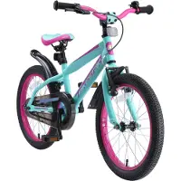 Bikestar Kinder Fahrrad ab 5 Jahre | 18 Zoll Urban Jungle Kinderrad | Türkis & Berry