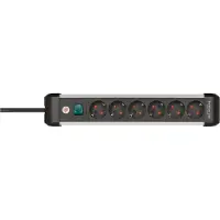 Brennenstuhl 1391030600, 3 m, Drinnen, Abgewinkelt, IP20, Schwarz, Silber, 6 AC-Ausgänge