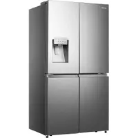 Hisense Freistehend Flügeltürkühlschrank, 584 l, Freistehend, French door, Grau, Edelstahl, LED, An Tür, R600A