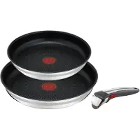 Tefal Pfannen-Set "Jamie Oliver Ingenio G6", Edelstahl, (Set, 3 tlg., je 1 Bratpfanne 24 und 28 cm, 1 Griff), backofengeeignet bis 250ÂC ohne Griff,Schüttrand, Induktion