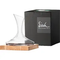 Eisch Dekanter "auf Holzsockel WOOD EDITION", (2 tlg.), NO DROP EFFEKT für tropffreies Ausgießen, Kristallgals, 750 ml