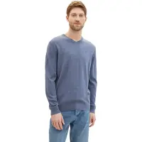 Tom Tailor V-Ausschnitt-Pullover mit kleiner Logo-Stickerei