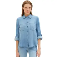 Tom Tailor Jeansbluse mit Lyocell und Kentkragen