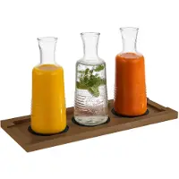 Aps Tablett "Buffetbrett für Karaffen 47x19 cm, H: 2 cm", (4 tlg.), mit Kunsteledereinsätzen für Vertiefungen