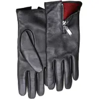 PEARLWOOD Lederhandschuhe mit farbigem Innenfutter, Glattleder, Zipper auf dem Handrücken