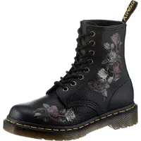 Dr. Martens 1460 Decayed Roses DM32070001, Bovver Stiefel, Damen, Schwarz