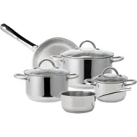 Echtwerk Induktion Kochtopf-Set aus hochwertigem Edelstahl, 8-teiliges Kochgeschirr, Töpfe mit Glasdeckel, 3xKochtopf, Stielkasserole, Bratpfanne, Für alle Herdarten, Silber-Edition, Groß, EW-TS-8010
